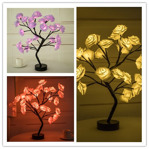 Rose Flower Lamp USB Battery Operated LED Table Lamp Bedroom Decoration Lights Home Decor