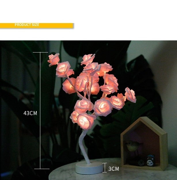 Rose Flower Lamp USB Battery Operated LED Table Lamp Bedroom Decoration Lights Home Decor
