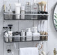 Wall-Mounted Triangle Storagex Rack Bathroom Shelf With Towel Bar Hooks Organizer