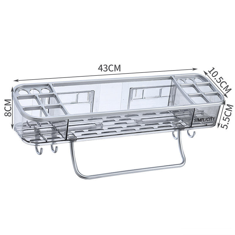 Wall-Mounted Triangle Storagex Rack Bathroom Shelf With Towel Bar Hooks Organizer