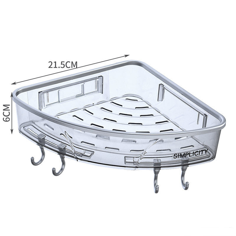 Wall-Mounted Triangle Storagex Rack Bathroom Shelf With Towel Bar Hooks Organizer