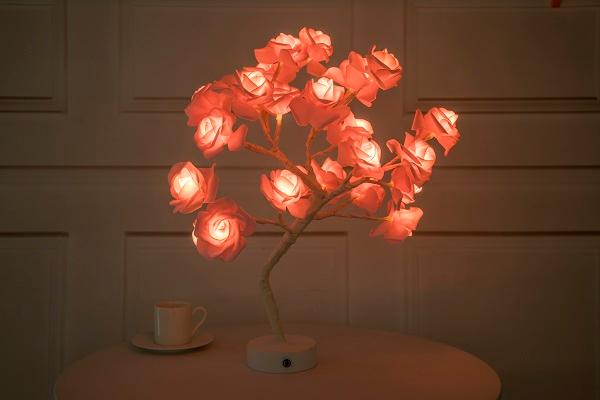 Rose Flower Lamp USB Battery Operated LED Table Lamp Bedroom Decoration Lights Home Decor