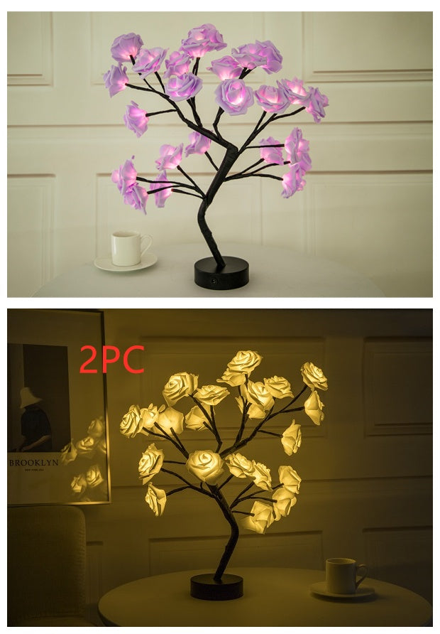 Rose Flower Lamp USB Battery Operated LED Table Lamp Bedroom Decoration Lights Home Decor
