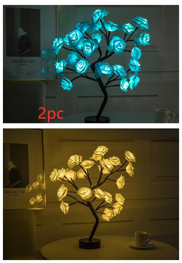 Rose Flower Lamp USB Battery Operated LED Table Lamp Bedroom Decoration Lights Home Decor