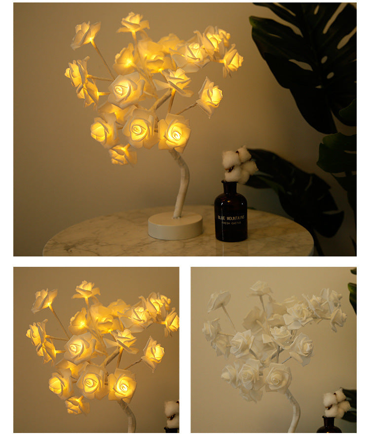 Rose Flower Lamp USB Battery Operated LED Table Lamp Bedroom Decoration Lights Home Decor