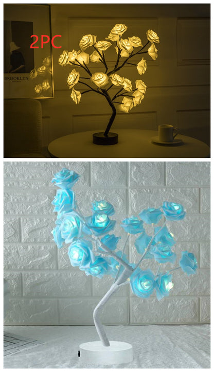 Rose Flower Lamp USB Battery Operated LED Table Lamp Bedroom Decoration Lights Home Decor