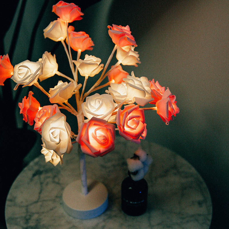 Rose Flower Lamp USB Battery Operated LED Table Lamp Bedroom Decoration Lights Home Decor