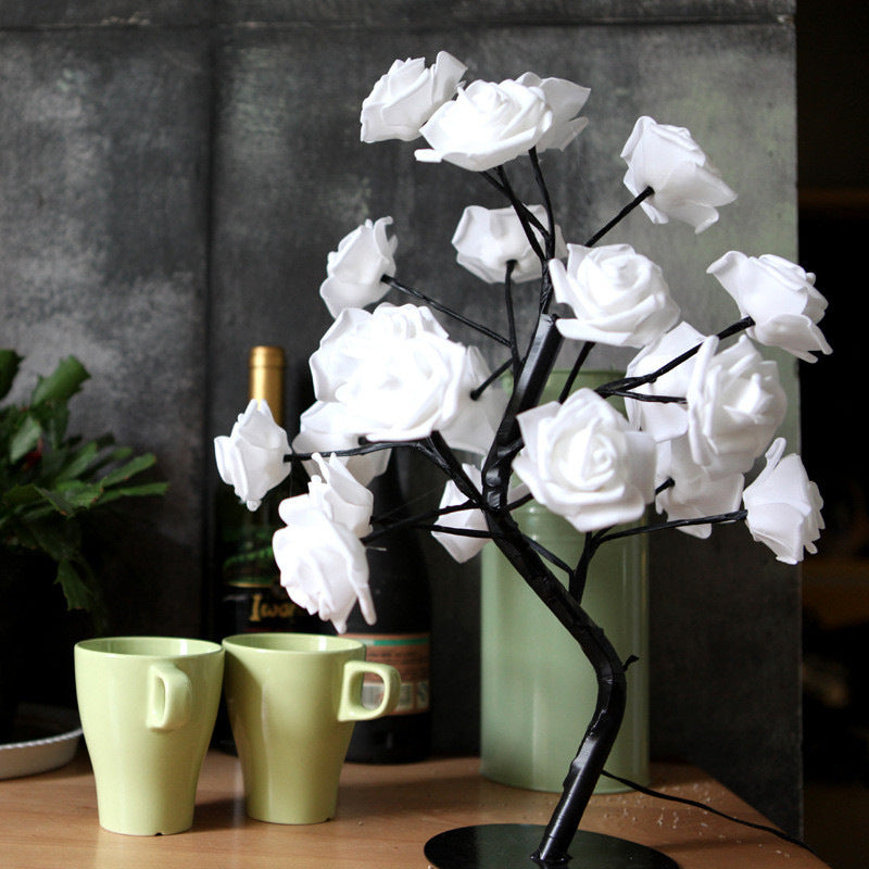 Rose Flower Lamp USB Battery Operated LED Table Lamp Bedroom Decoration Lights Home Decor