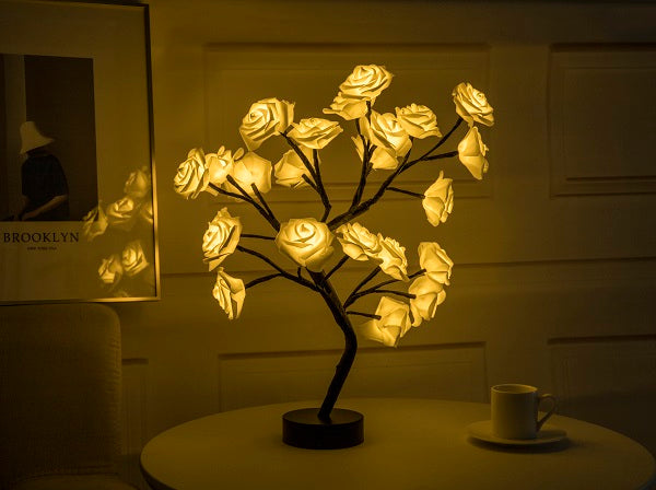 Rose Flower Lamp USB Battery Operated LED Table Lamp Bedroom Decoration Lights Home Decor
