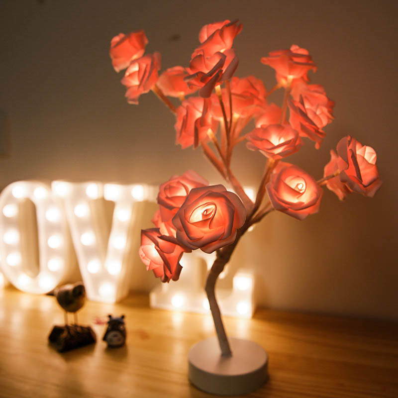 Rose Flower Lamp USB Battery Operated LED Table Lamp Bedroom Decoration Lights Home Decor