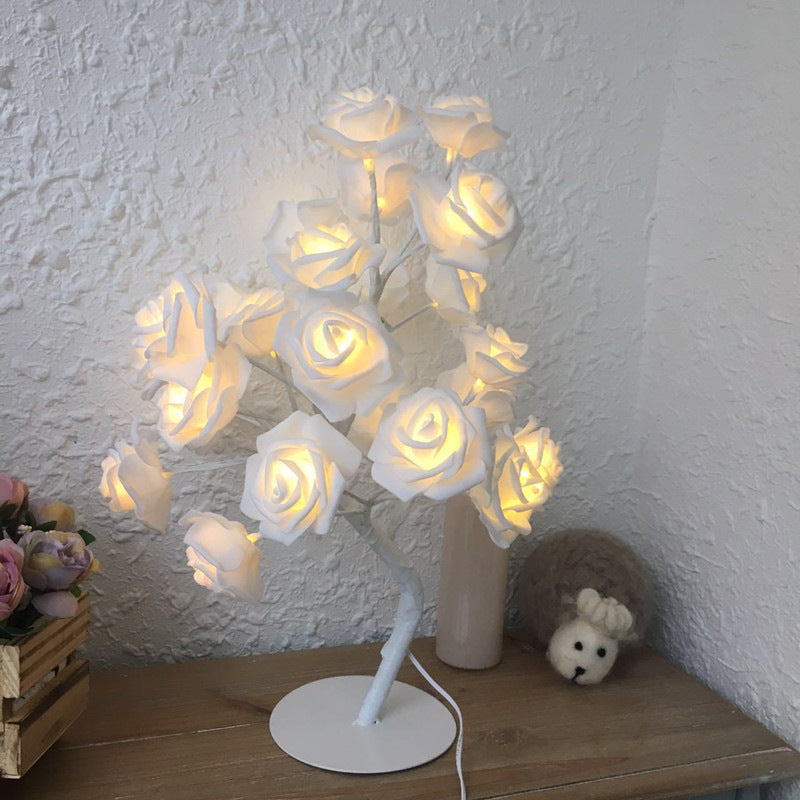 Rose Flower Lamp USB Battery Operated LED Table Lamp Bedroom Decoration Lights Home Decor
