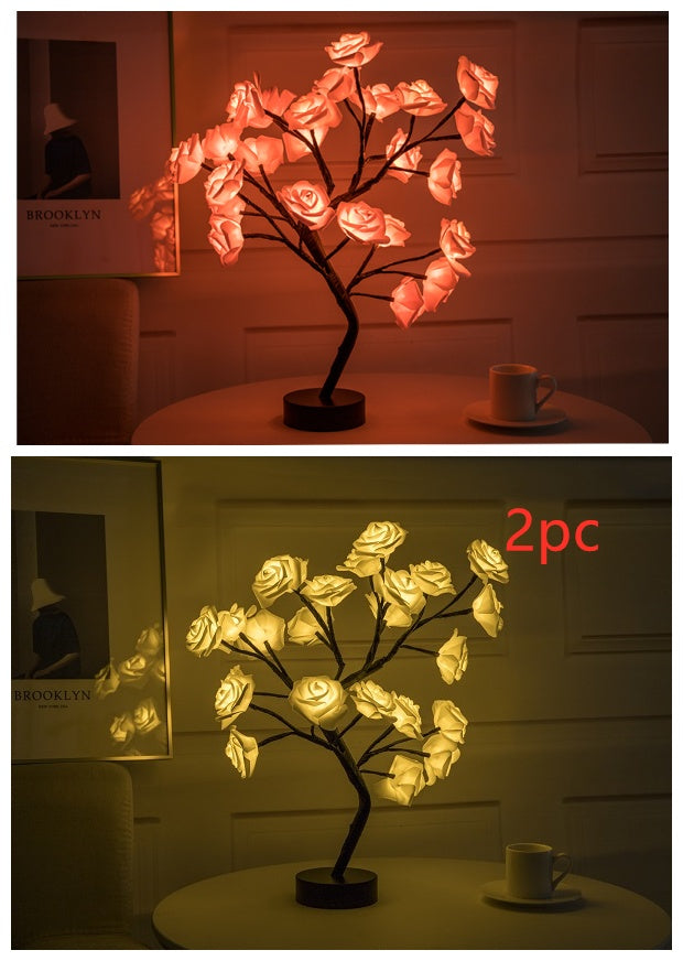 Rose Flower Lamp USB Battery Operated LED Table Lamp Bedroom Decoration Lights Home Decor