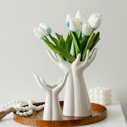 Ceramic Vase With Outstretched Hands, High-Quality Flower Arrangement Decoration