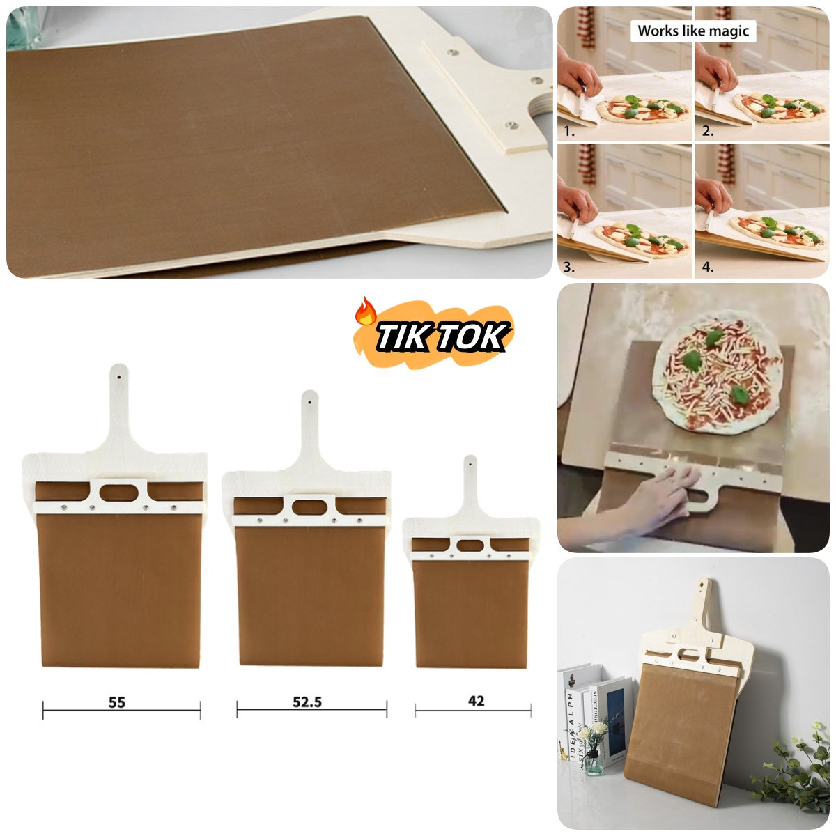 3 Sizes Sliding Pizza Peel Shovel Kitchen Gadget