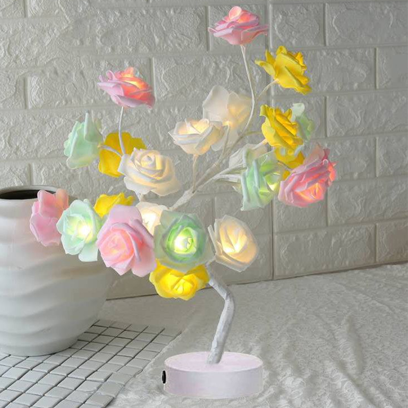 Rose Flower Lamp USB Battery Operated LED Table Lamp Bedroom Decoration Lights Home Decor