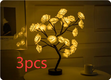 Rose Flower Lamp USB Battery Operated LED Table Lamp Bedroom Decoration Lights Home Decor