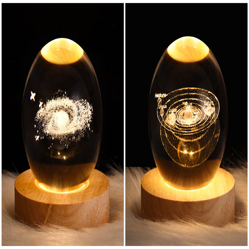 LED Night Light Galaxy Crystal Ball Table Lamp 3D Planet Moon Lamp Bedroom Home Decor