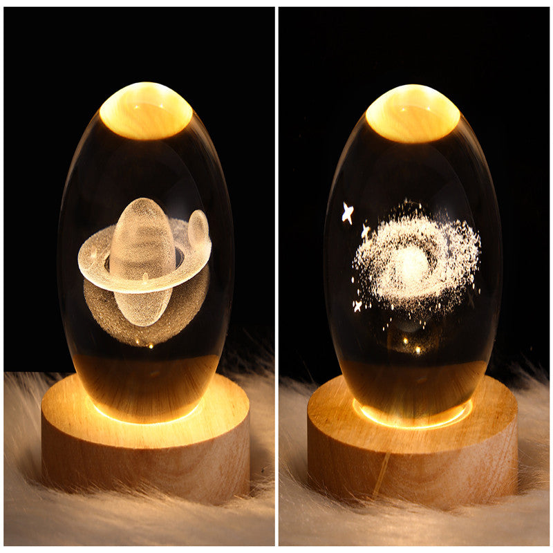 LED Night Light Galaxy Crystal Ball Table Lamp 3D Planet Moon Lamp Bedroom Home Decor