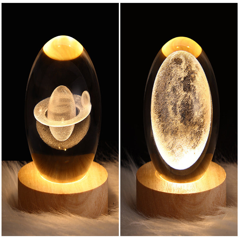 LED Night Light Galaxy Crystal Ball Table Lamp 3D Planet Moon Lamp Bedroom Home Decor