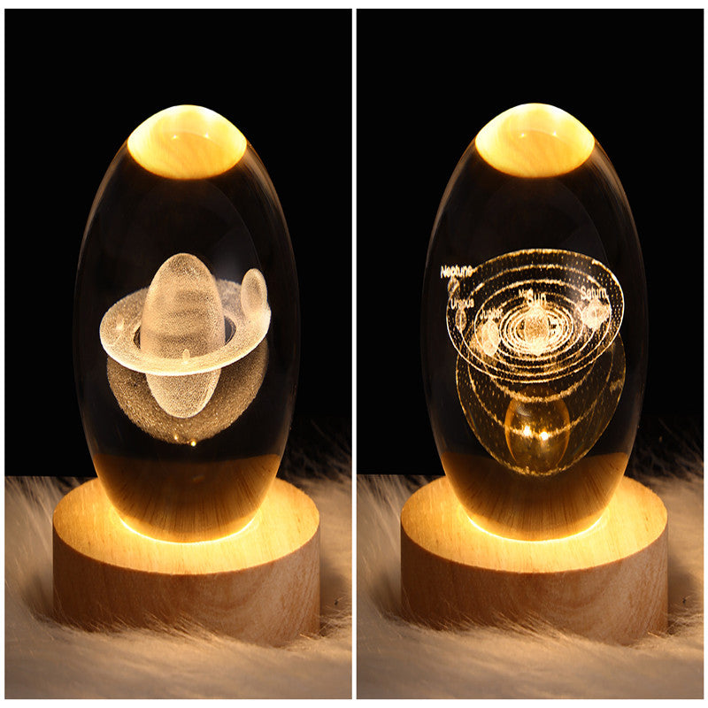 LED Night Light Galaxy Crystal Ball Table Lamp 3D Planet Moon Lamp Bedroom Home Decor