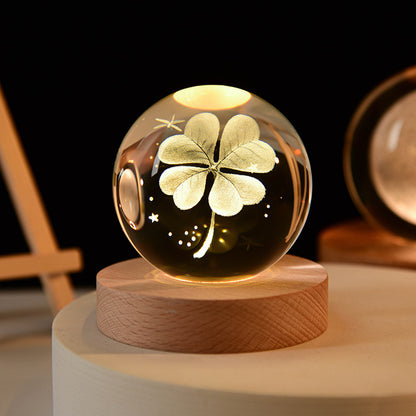 LED Night Light Galaxy Crystal Ball Table Lamp 3D Planet Moon Lamp Bedroom Home Decor